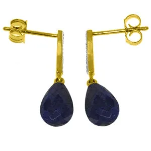 6.88 Carat 14K Solid Yellow Gold Adore Sapphire Diamond Earrings