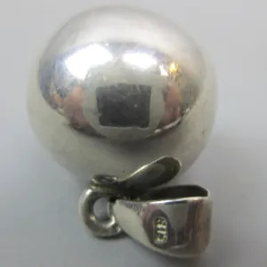 815 Silver Bell Ball Pendant Charm Vintage c1980