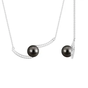 8.75 CT Tahitian Pearl Minimal Bar Necklace with Diamond