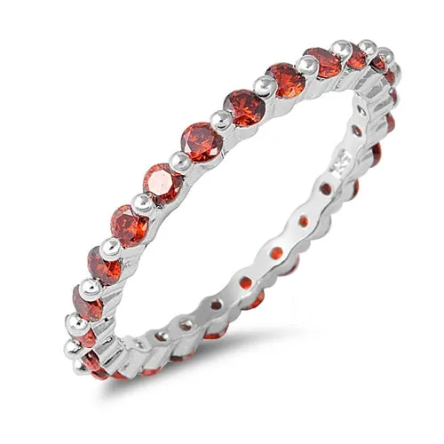 925 Sterling Silver CZ Eternity Ring - 2mm Colored CZ