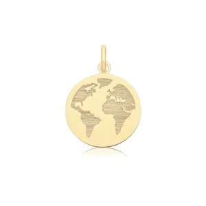 9CT GOLD ENGRAVED WORLD PENDANT