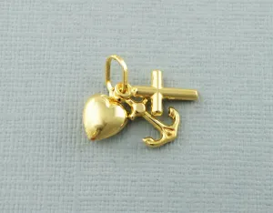 9ct Gold Faith, Hope & Charity  Pendant - Charm