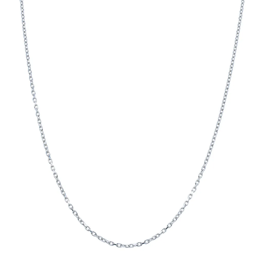 9ct White Gold Round Cable Diamond Cut Chain