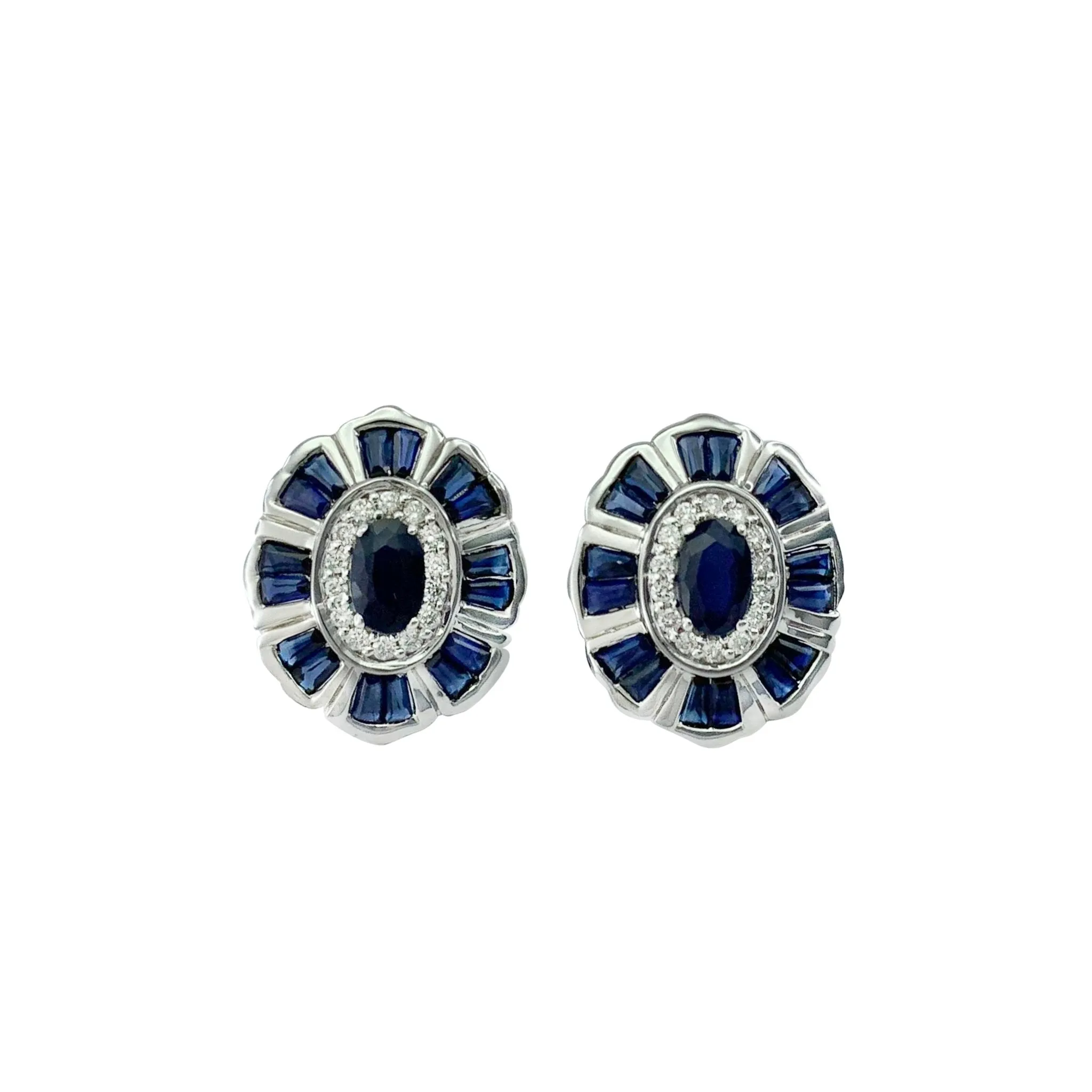 9K White Gold Sapphire and Diamond Earrings - 20708627