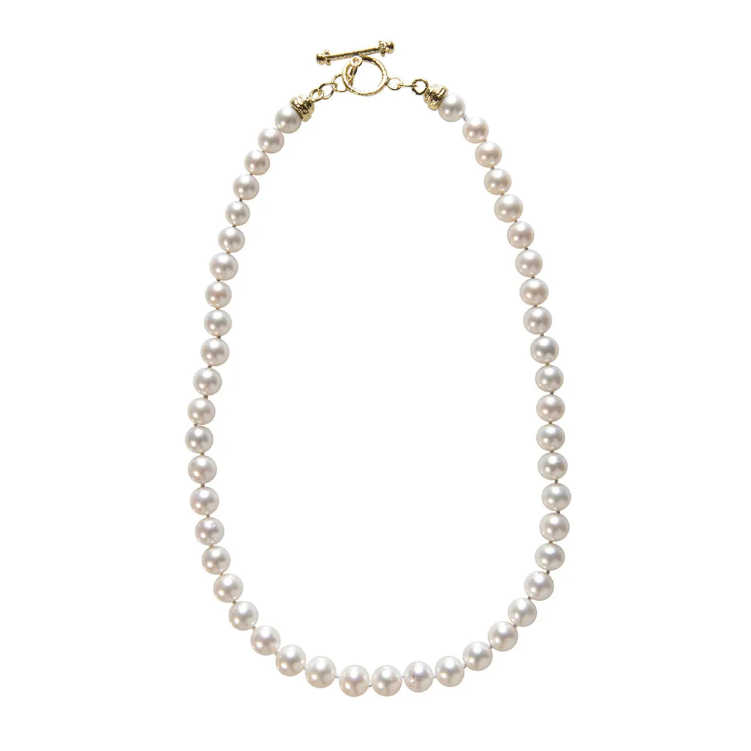 9mm Pearl 14K Yellow Gold Toggle Clasp Necklace