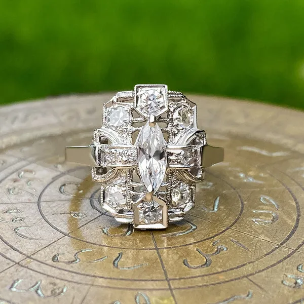 Antique Dinner Ring, Marquise 0.29ct.