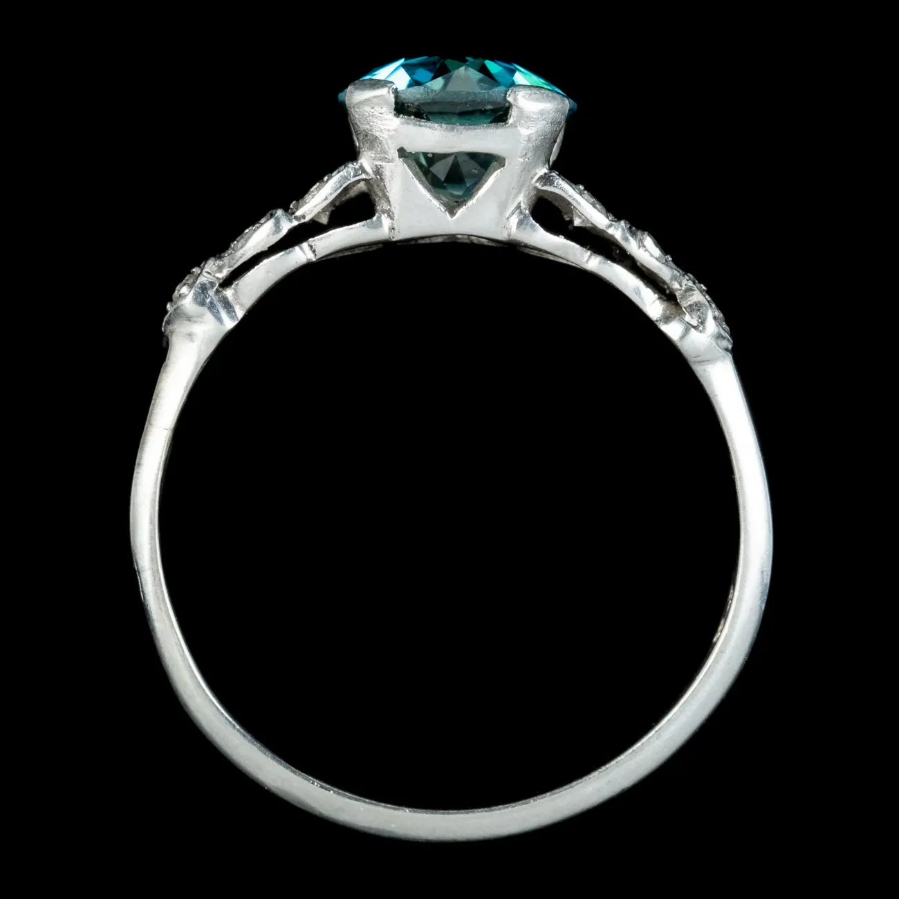 Antique Edwardian Blue Zircon Diamond Ring 1.50ct Zircon Circa 1905