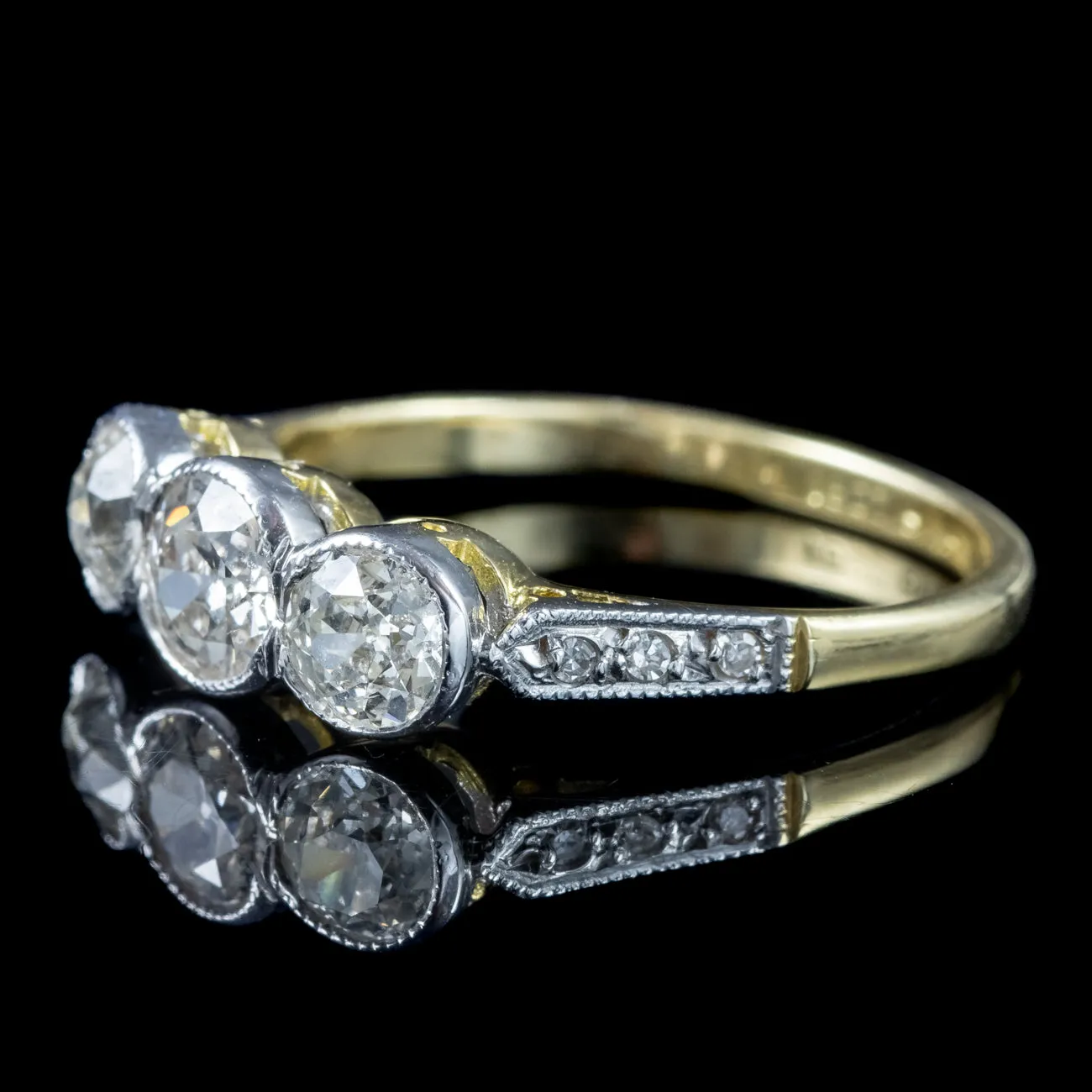 Antique Edwardian Diamond Trilogy Ring 1.7ct Total