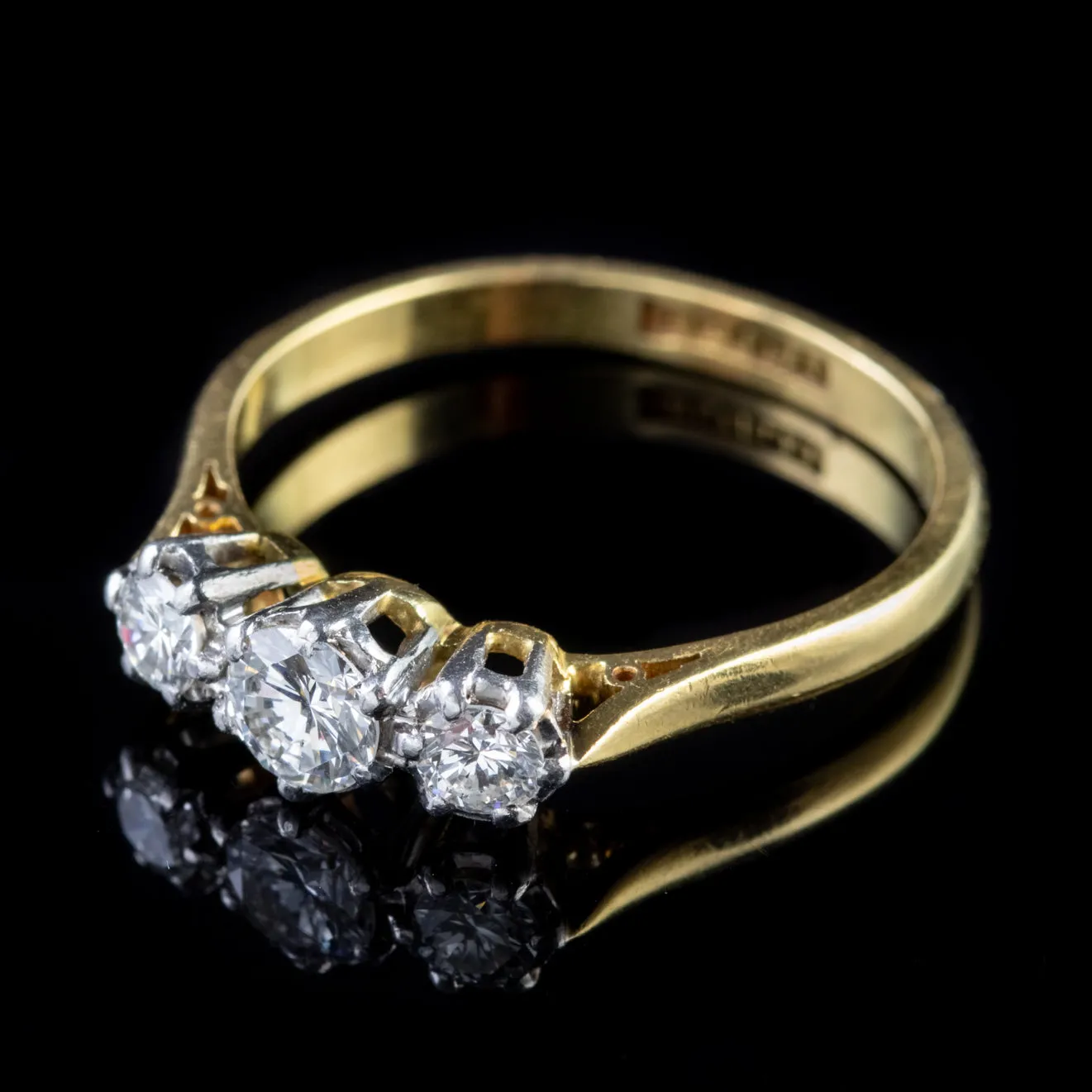 Antique Edwardian Diamond Trilogy Ring Platinum 18Ct Gold  Circa 1910