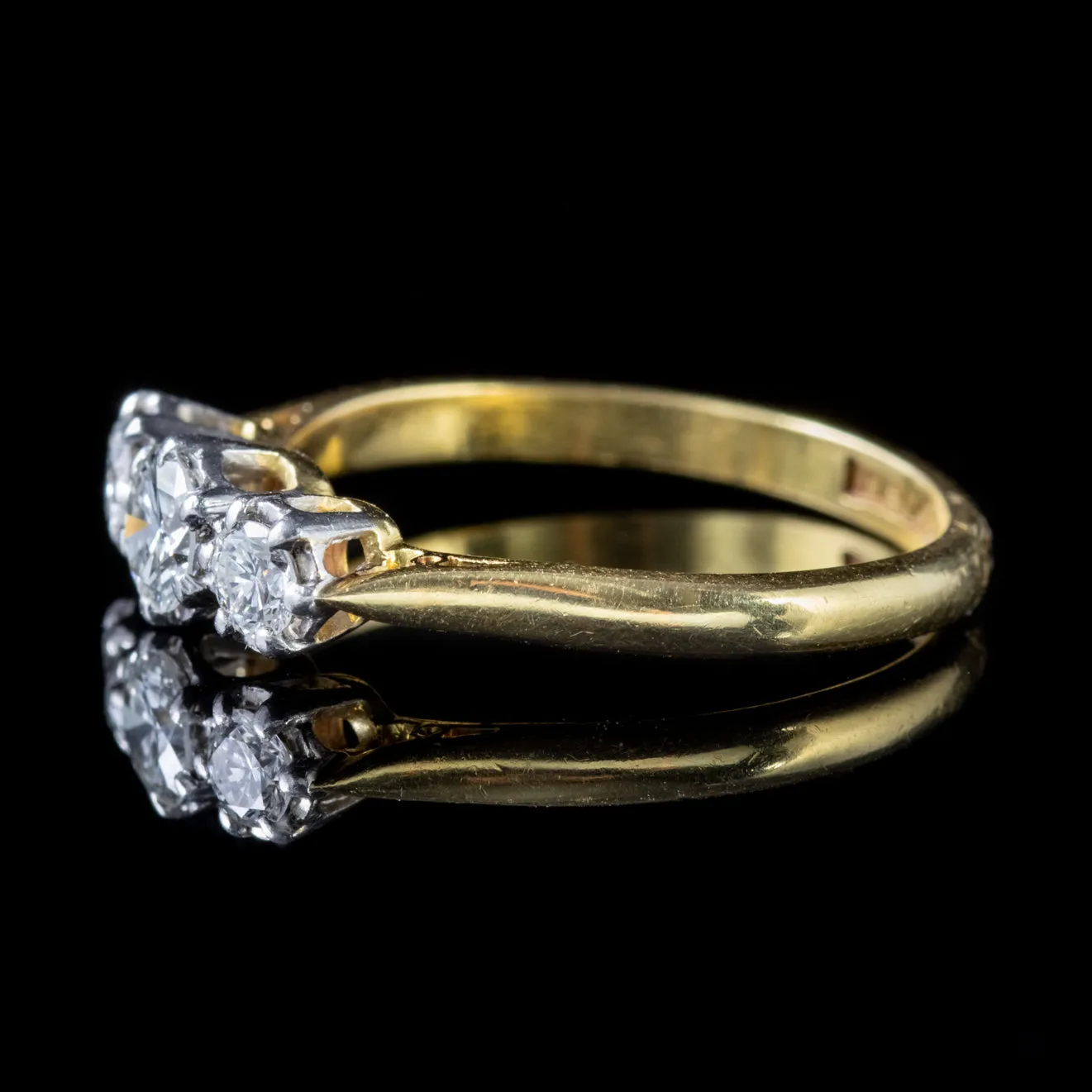 Antique Edwardian Diamond Trilogy Ring Platinum 18Ct Gold  Circa 1910