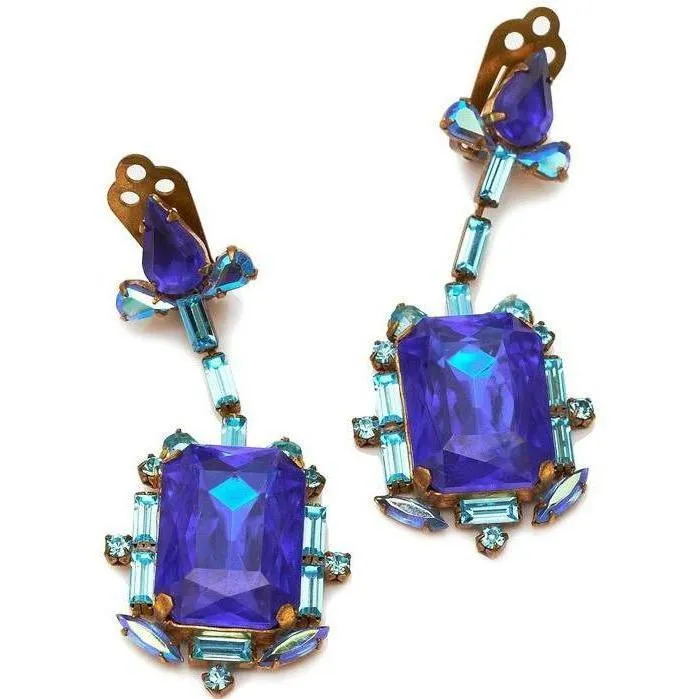 ARCHIVE - 1940s Blue Czech Drop Earrings