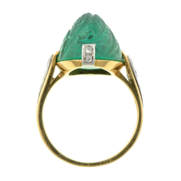 Art Deco Carved Tourmaline Ring