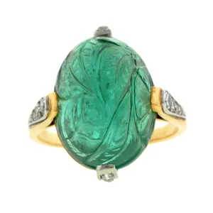 Art Deco Carved Tourmaline Ring