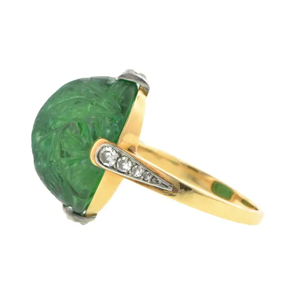 Art Deco Carved Tourmaline Ring