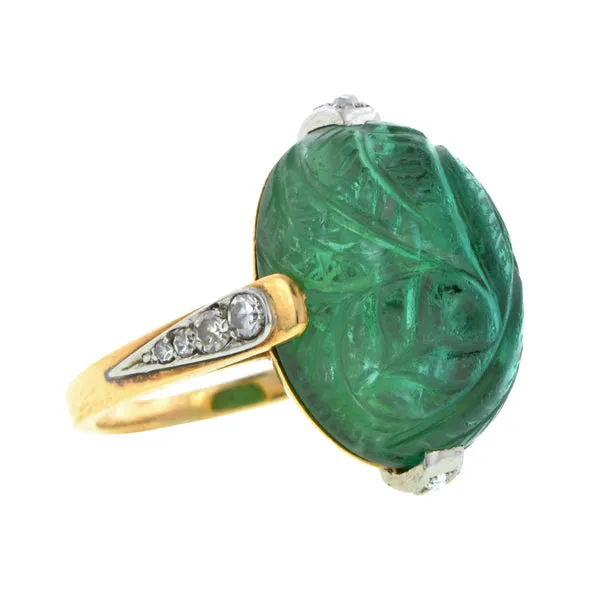 Art Deco Carved Tourmaline Ring