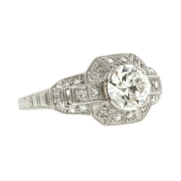 Art Deco Engagement Ring, Old Euro 0.94ct