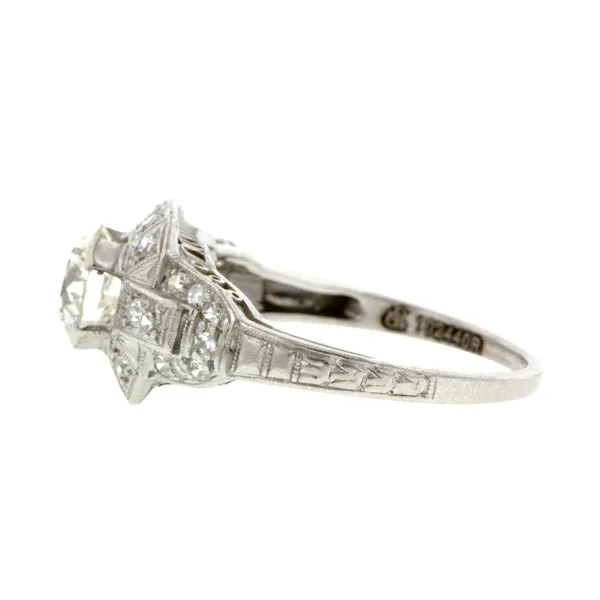 Art Deco Engagement Ring, Old Euro 0.94ct