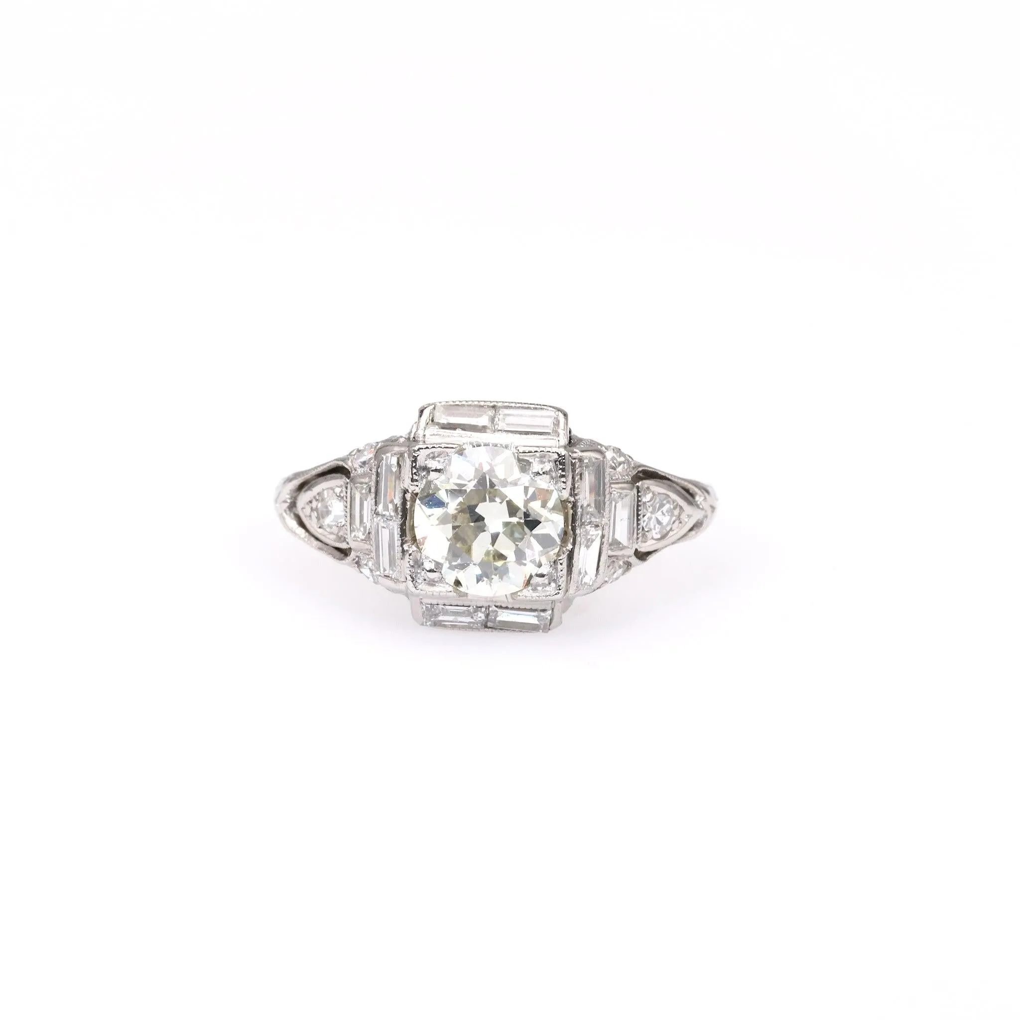 Art Deco GIA 1.04 Carat Old European Cut Diamond Platinum Ring