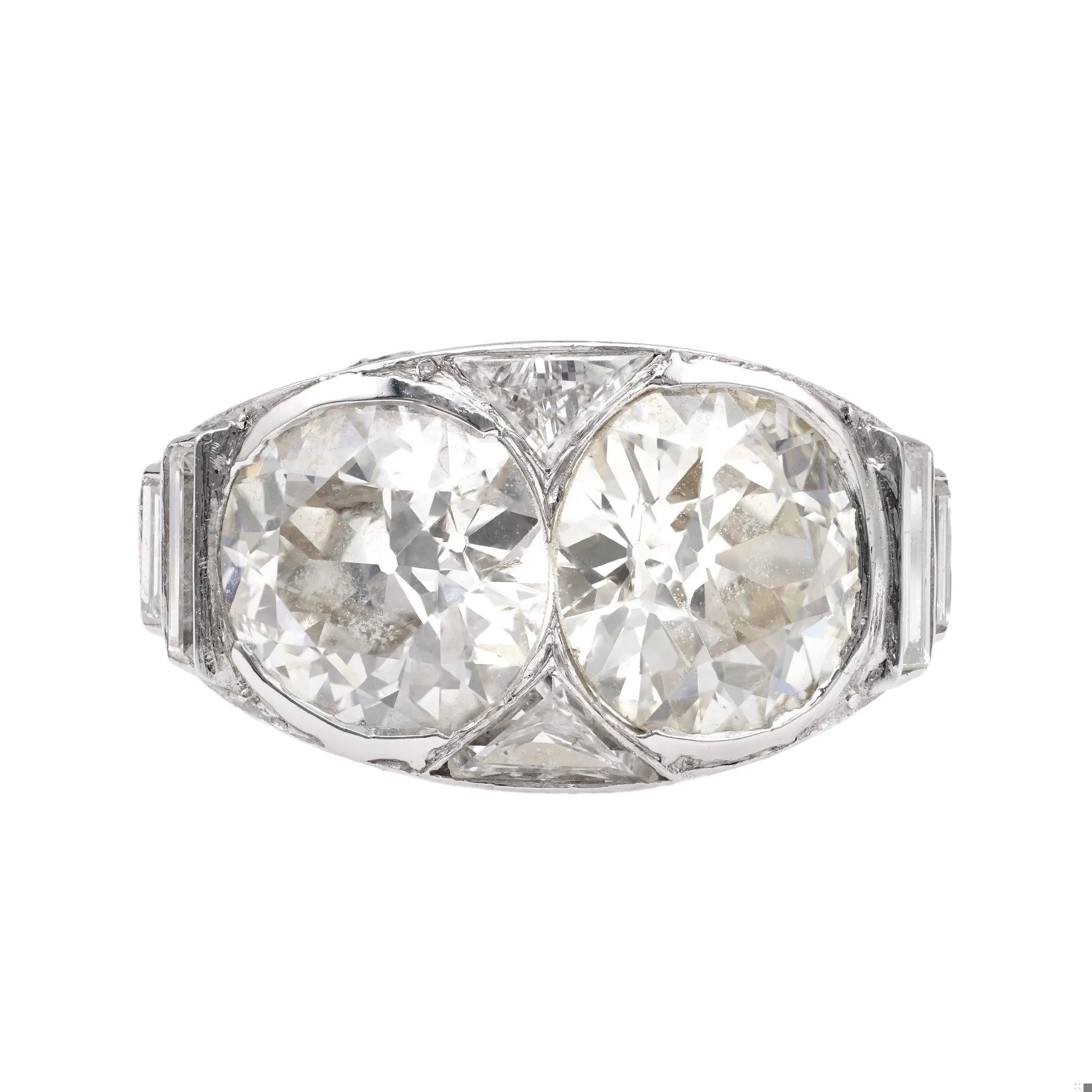 Art Deco GIA Diamond Platinum Toi et Moi Ring