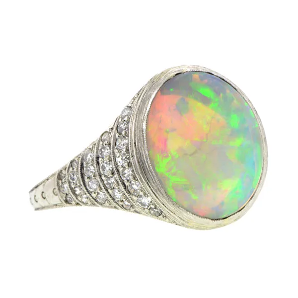 Art Deco Opal & Diamond Ring