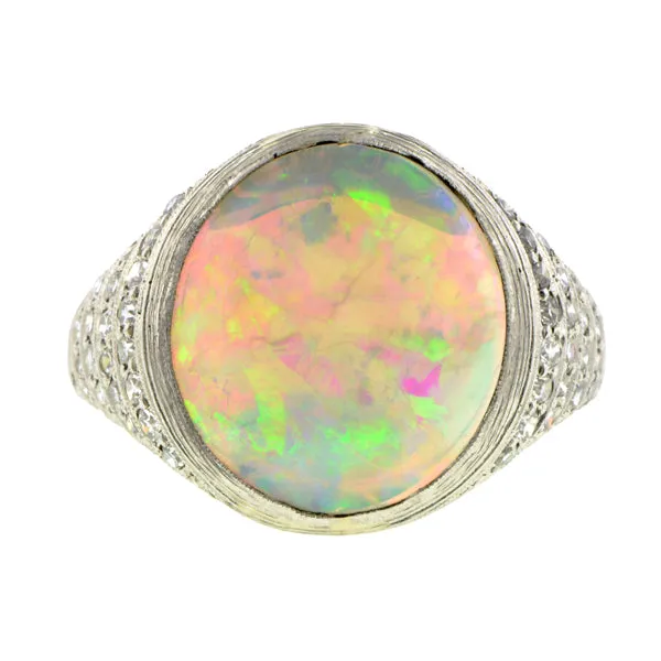 Art Deco Opal & Diamond Ring