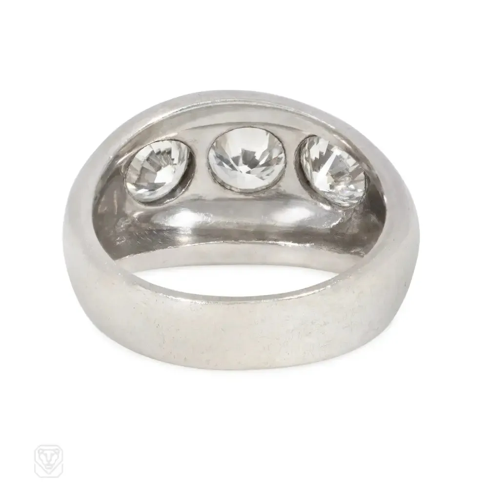 Art Deco platinum and diamond three-stone ring