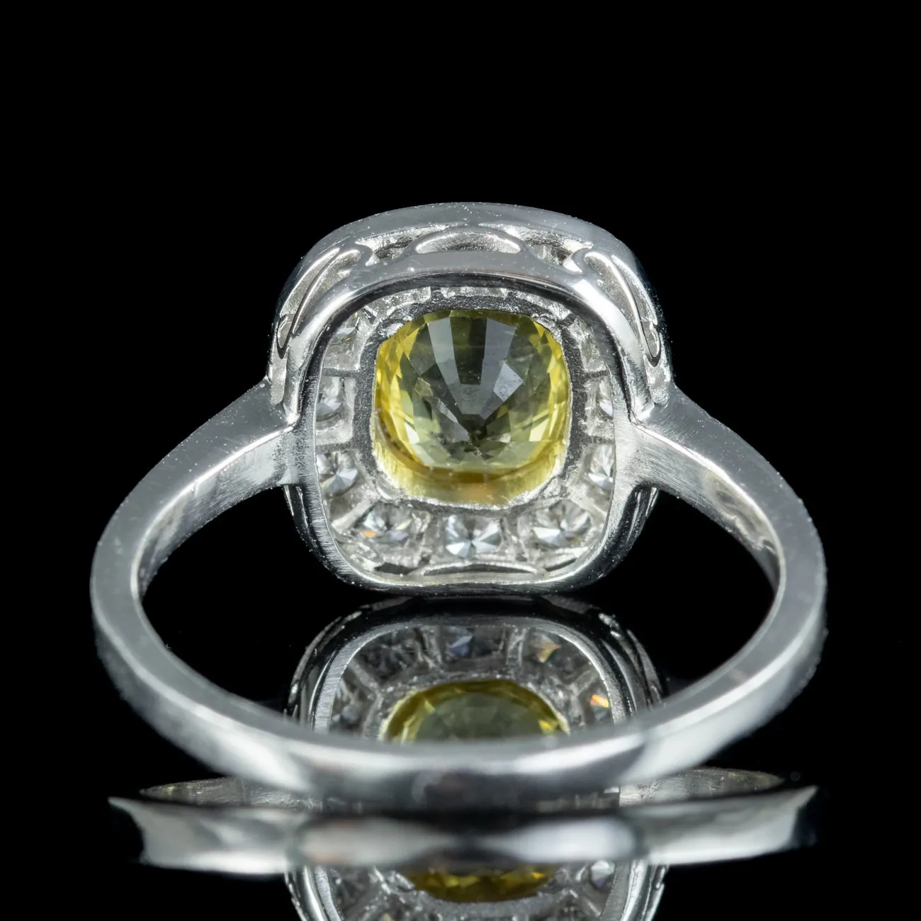 Art Deco Style Yellow Sapphire Diamond Cluster Ring 1.2ct Sapphire