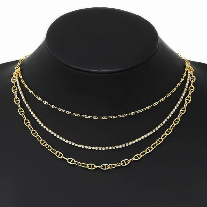 Assorted Chain Layered Chort Necklace