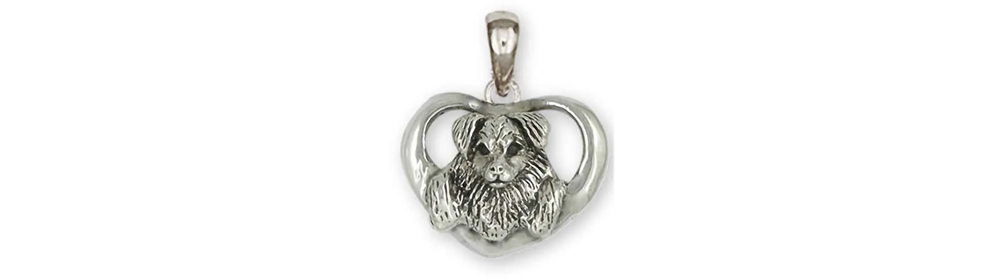 Australian Shepherd Jewelry Sterling Silver Handmade Australian Shepherd Pendant  ASH1-P