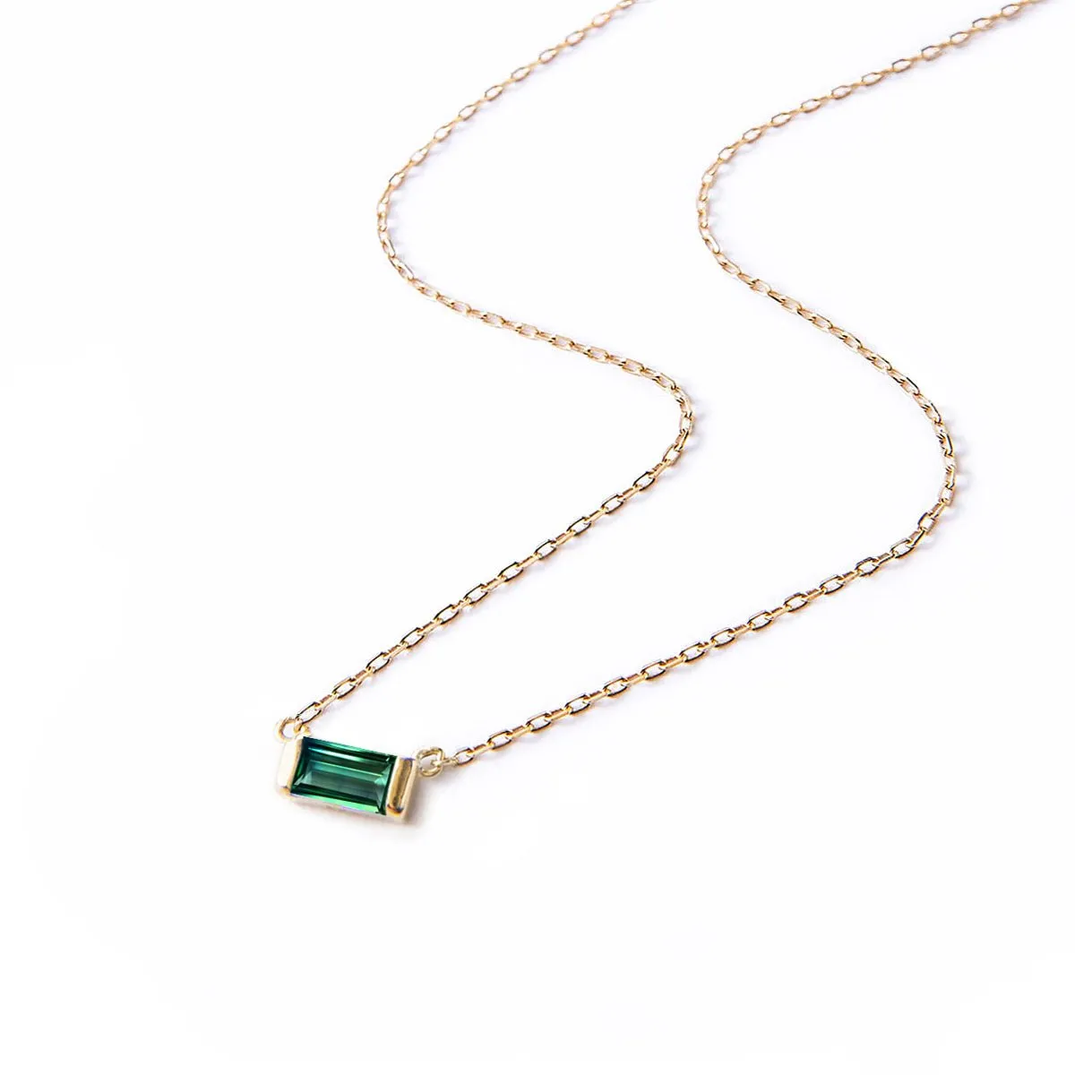 Baguette Gemstone Necklace - Emerald