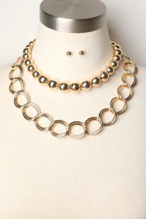 Bead with Chain Stack Necklace