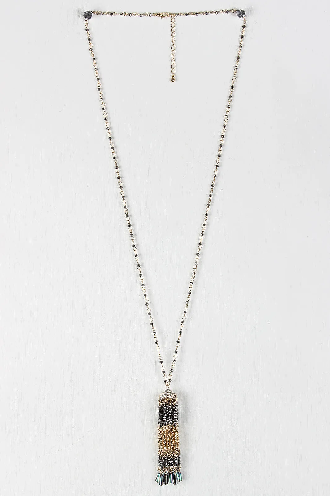 Beaded Tassel Pendant Necklace