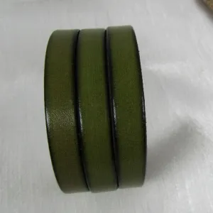 Big Bold Green Triple Strand Leather Cuff Bracelet