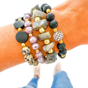 Black Dalmatian Quartz Bracelet Stack