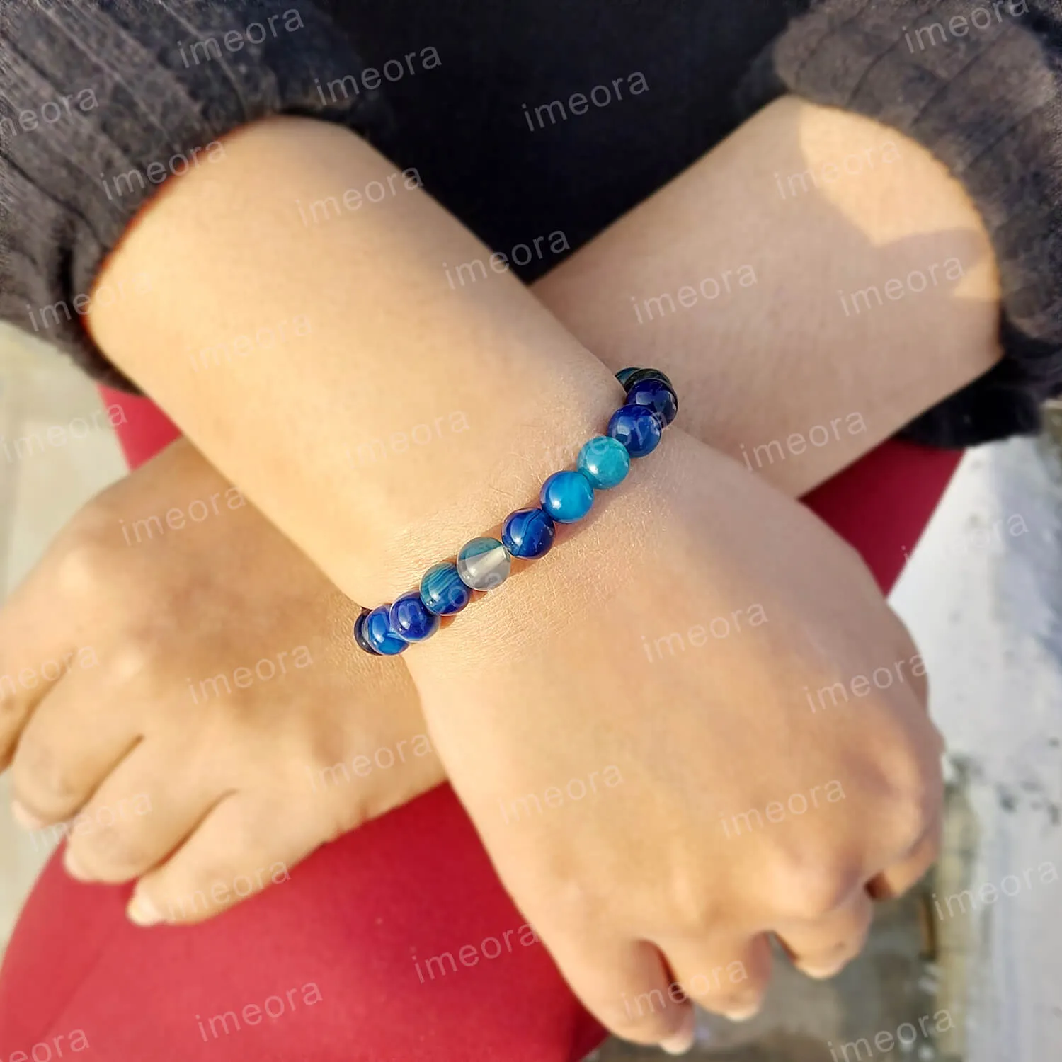 Blue Agate 8mm Stone Bracelet