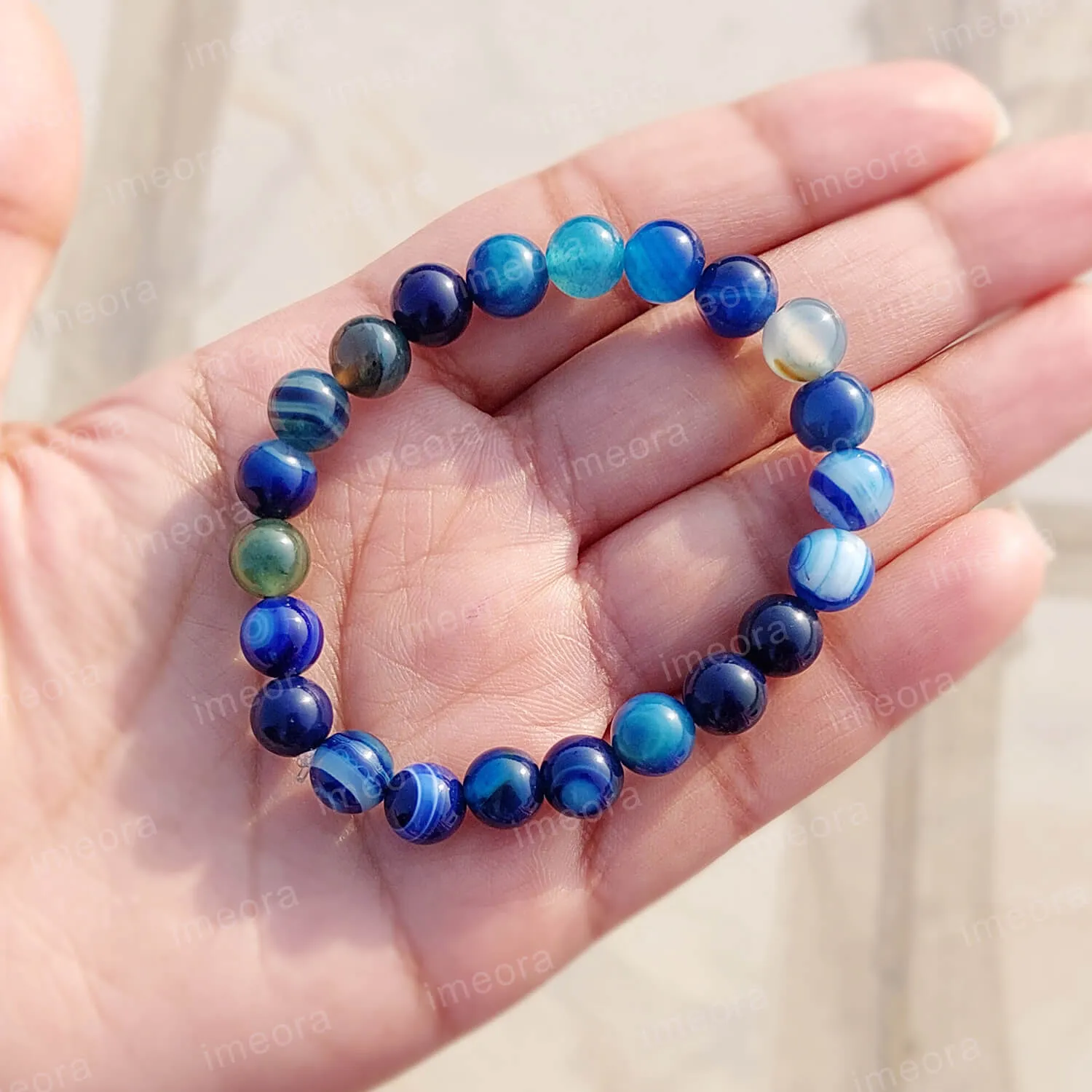 Blue Agate 8mm Stone Bracelet