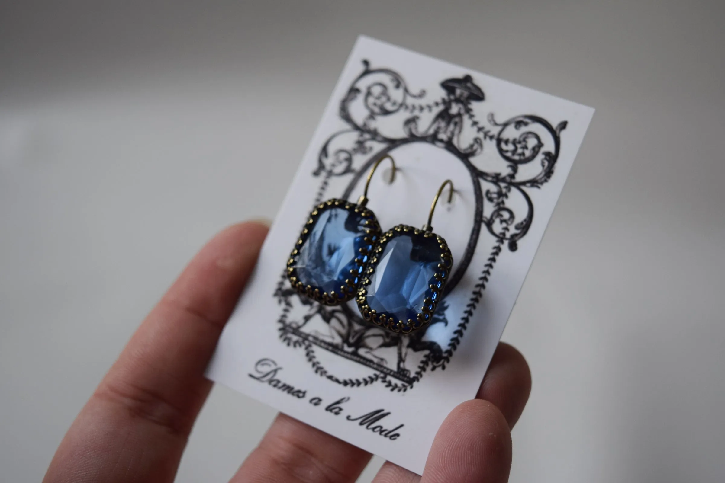 Blue Crystal Crown Earrings