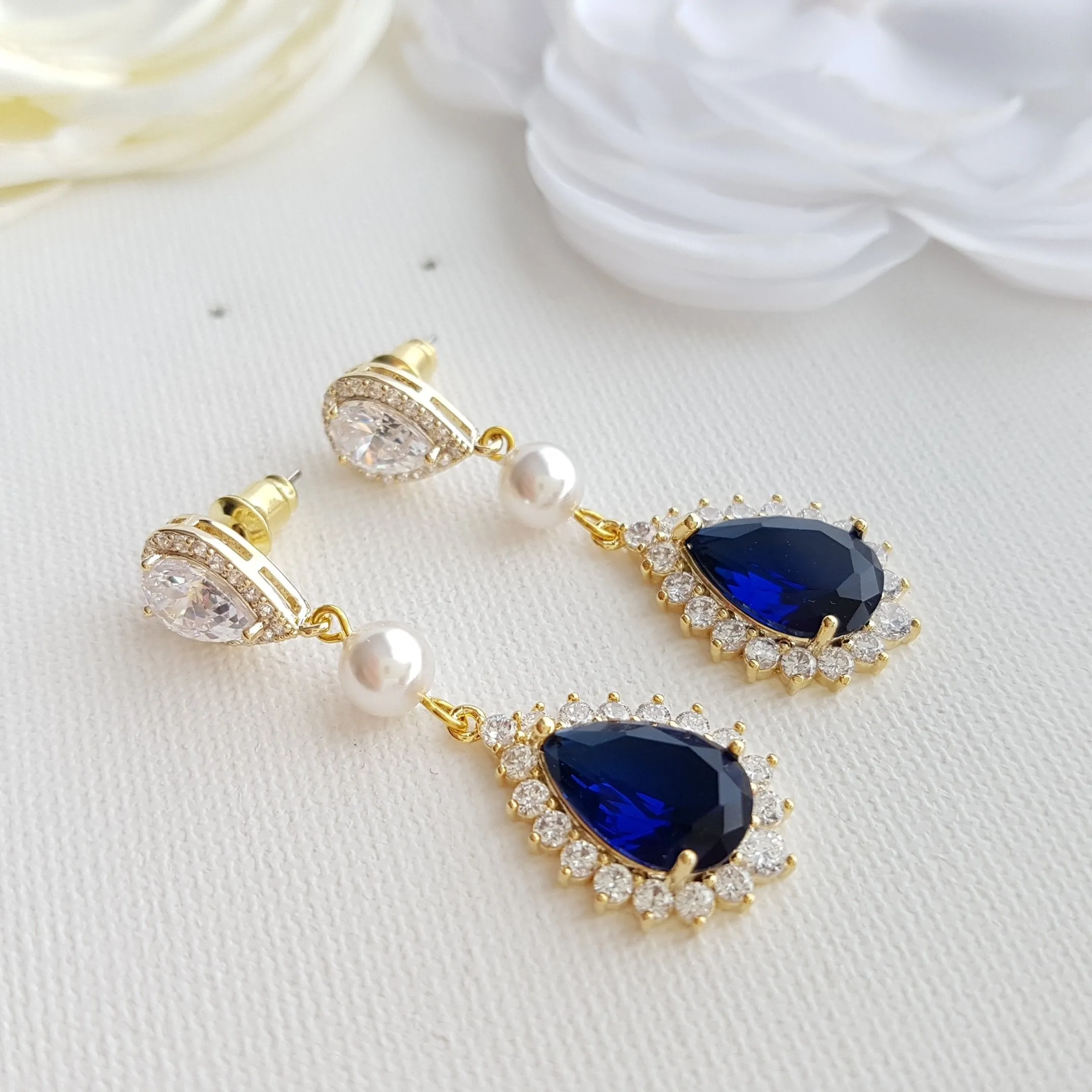 Blue Drop Earrings-Aoi