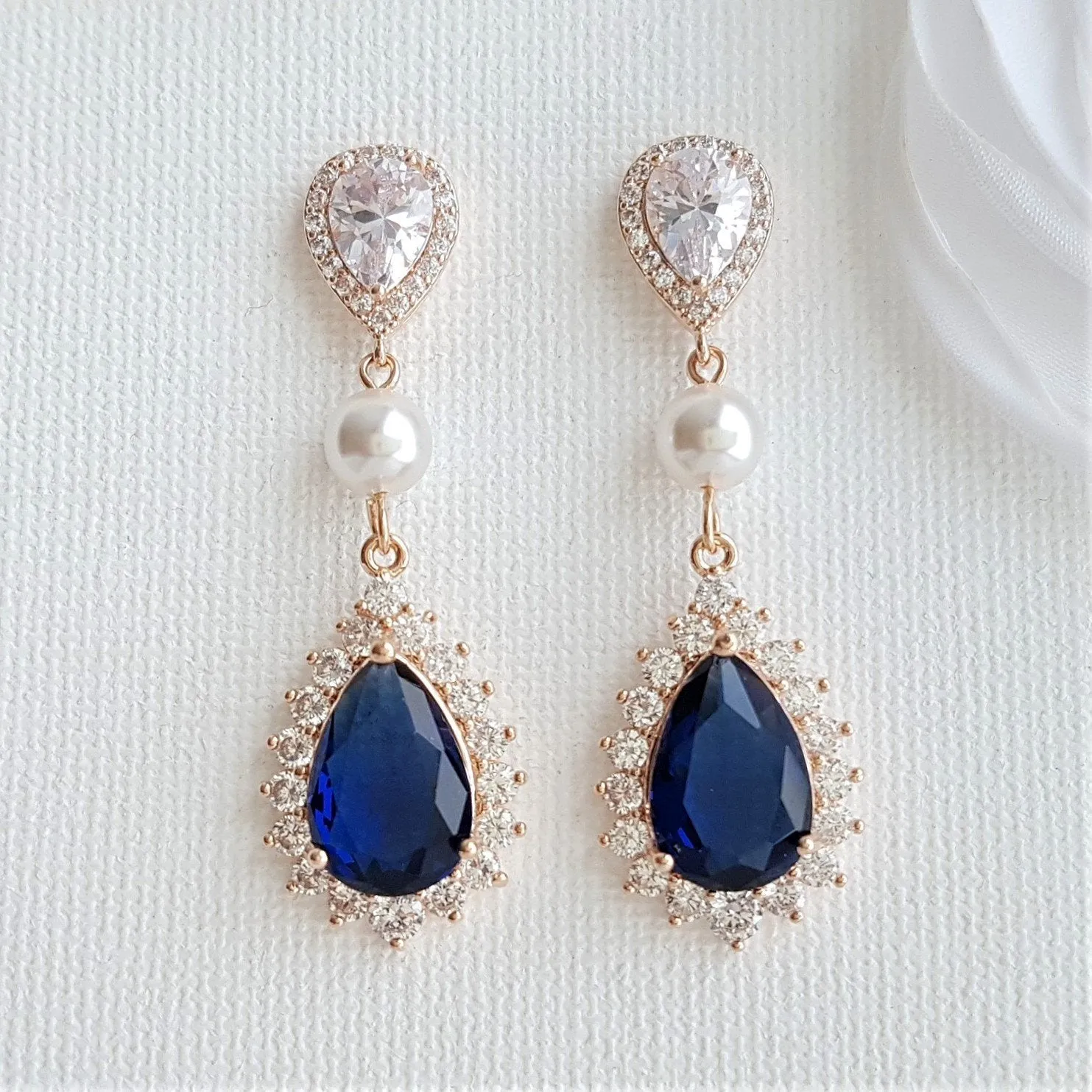 Blue Drop Earrings-Aoi