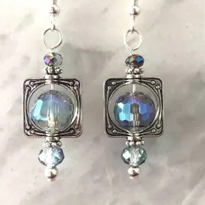 Blue Framed Earrings