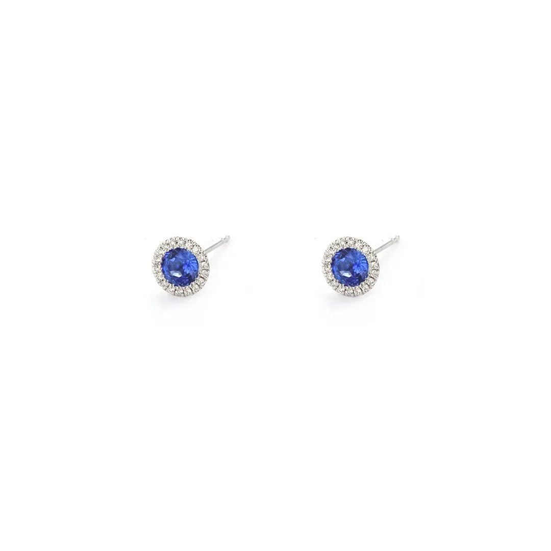 Blue Sapphire & Diamond Halo Stud Earrings | M10278852