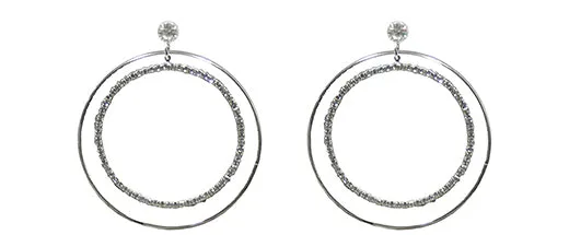 Brand jcgy Crystal Double Hoops Earrings Crystal Silvery White Movement Earrings AD89800-8131