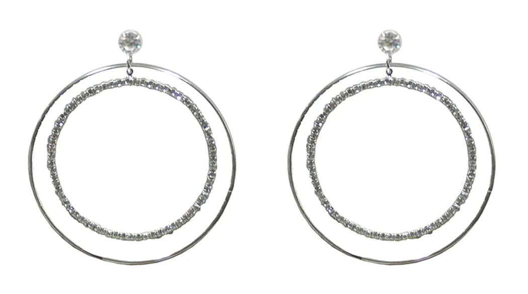 Brand jcgy Crystal Double Hoops Earrings Crystal Silvery White Movement Earrings AD89800-8131