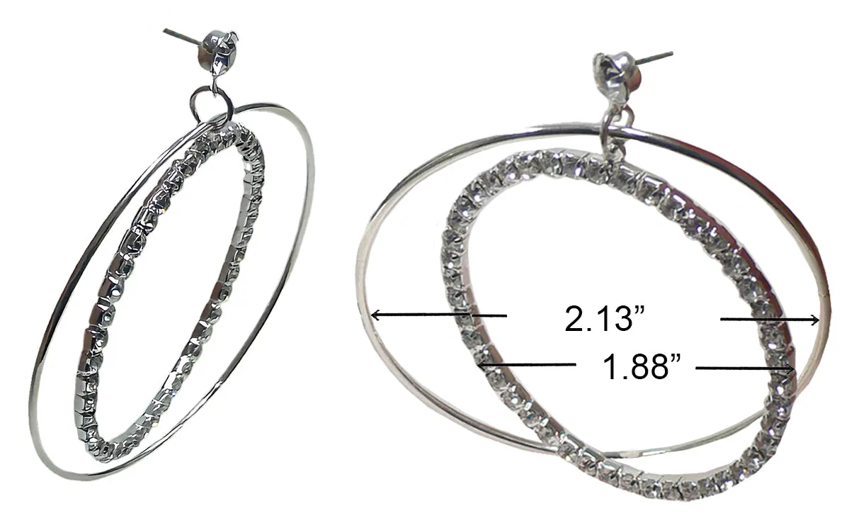 Brand jcgy Crystal Double Hoops Earrings Crystal Silvery White Movement Earrings AD89800-8131