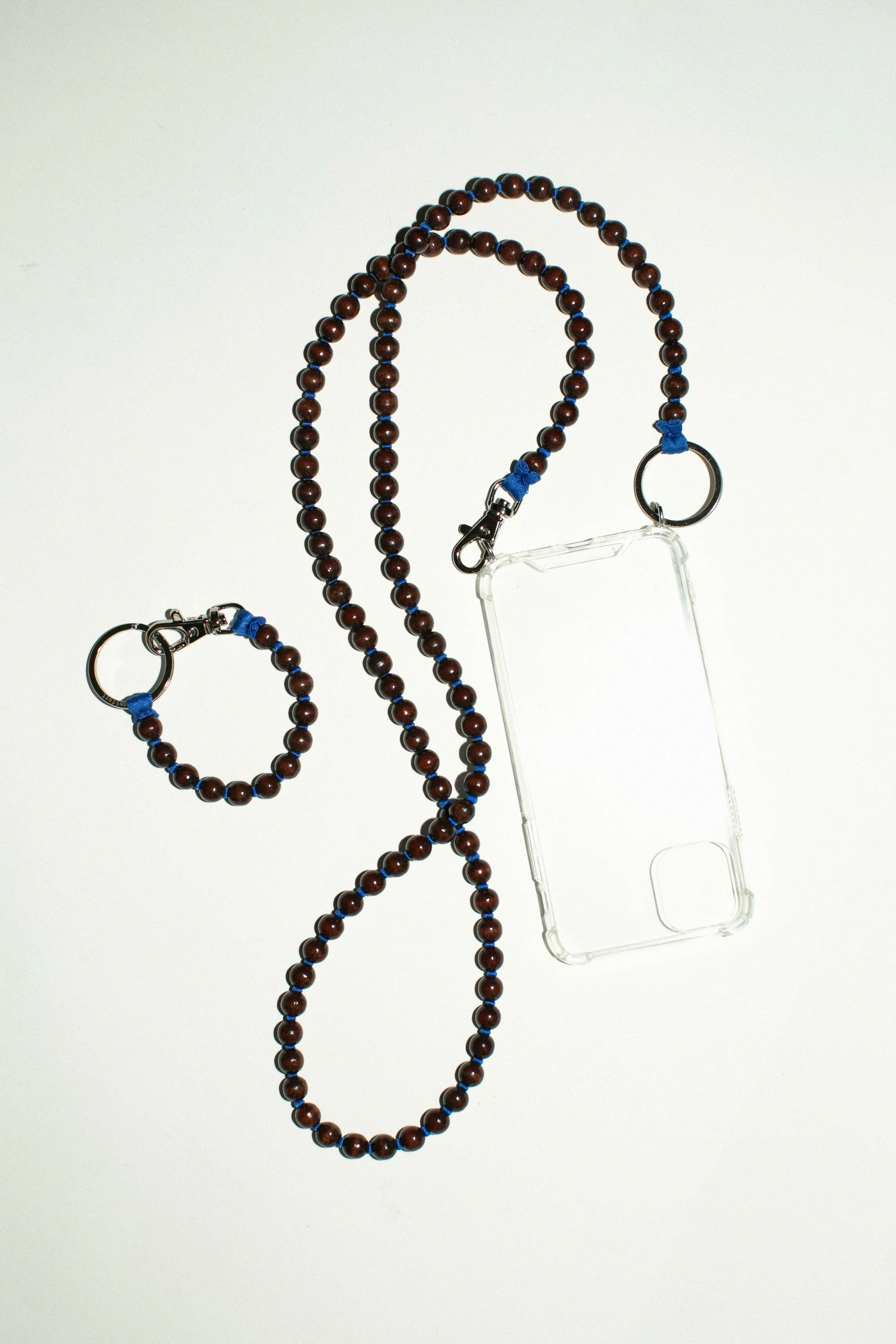 Brown Bead with Blue Thread Handykette Iphone Necklace