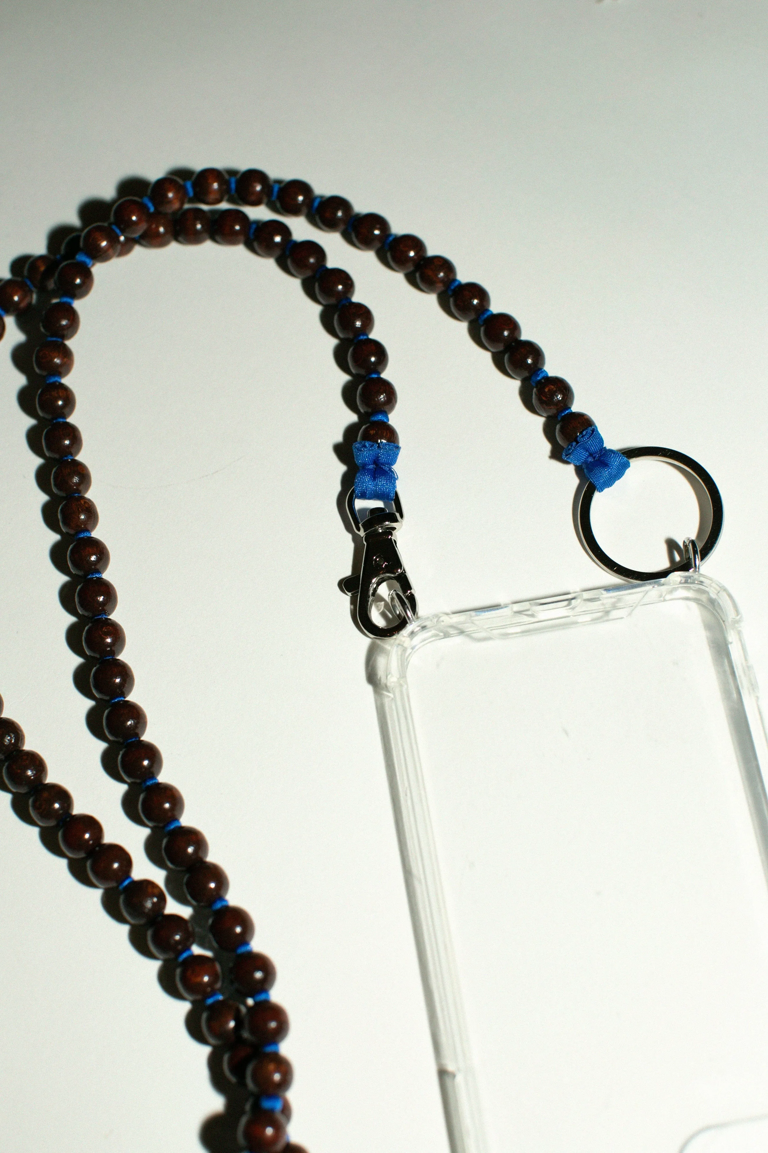 Brown Bead with Blue Thread Handykette Iphone Necklace