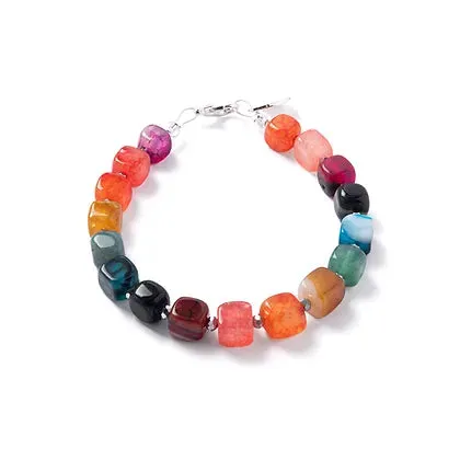 Carrie Elspeth Rainbow Agate Cubes Bracelet