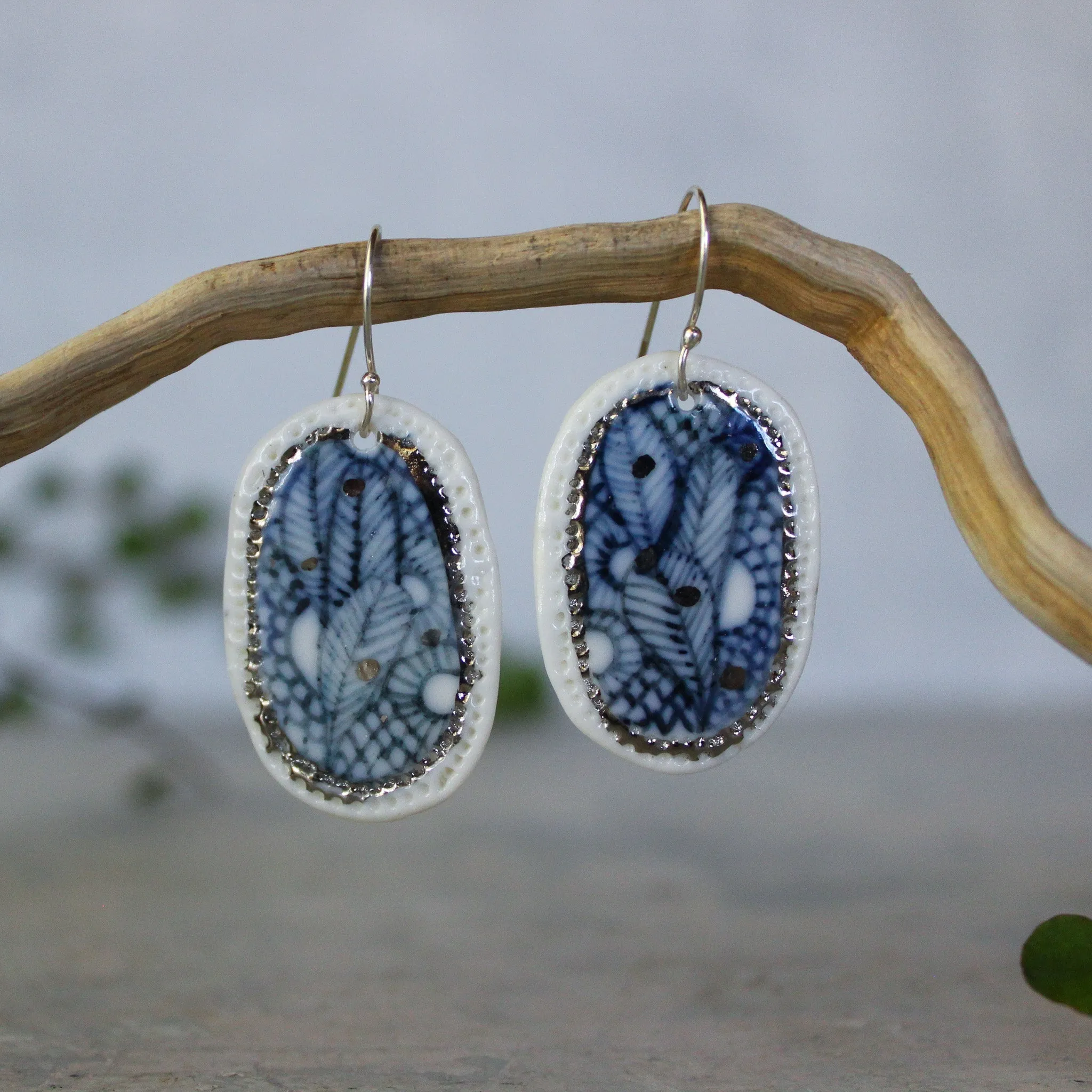 Ceramic Earrings Indigo #2