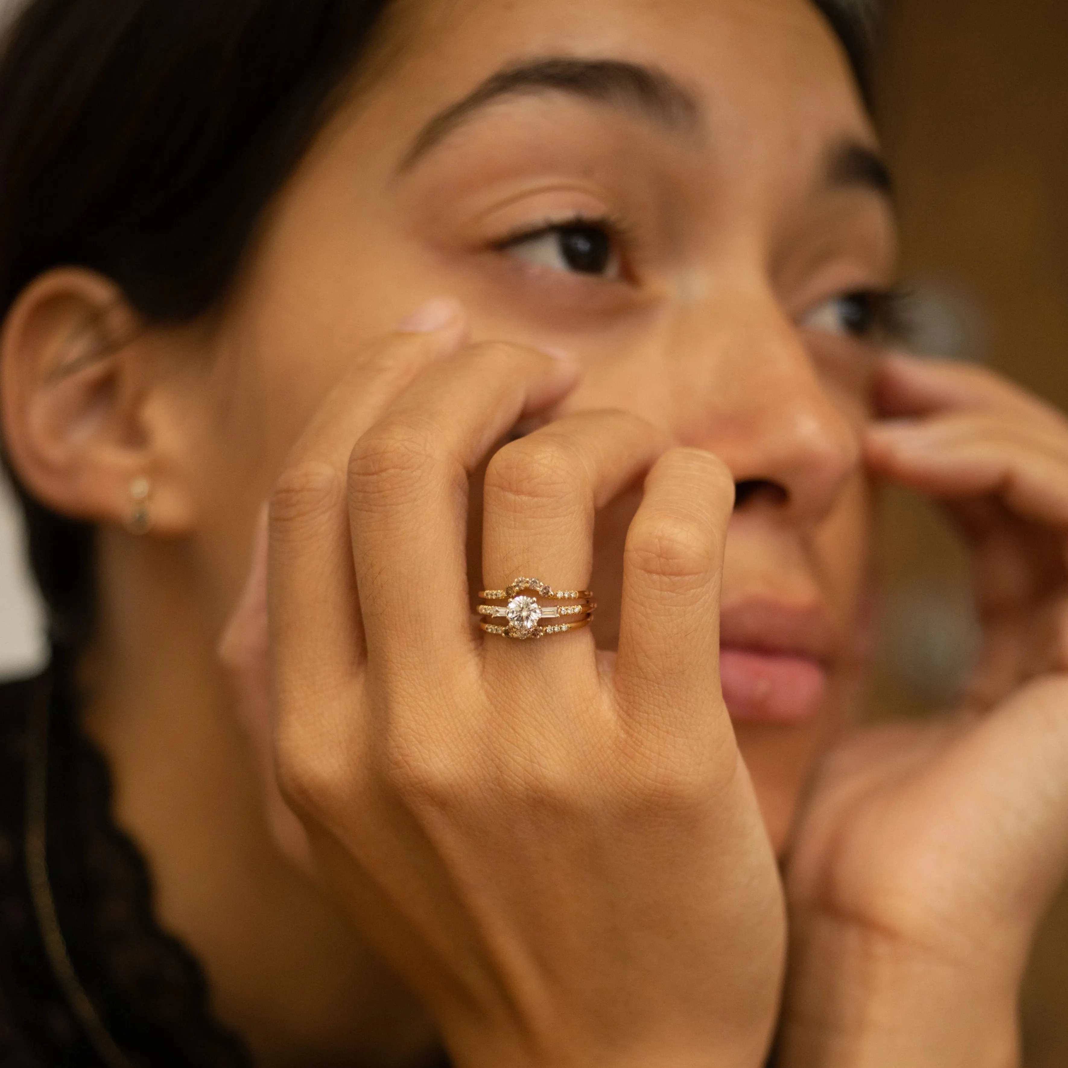 Champagne Diamond Arch Ring