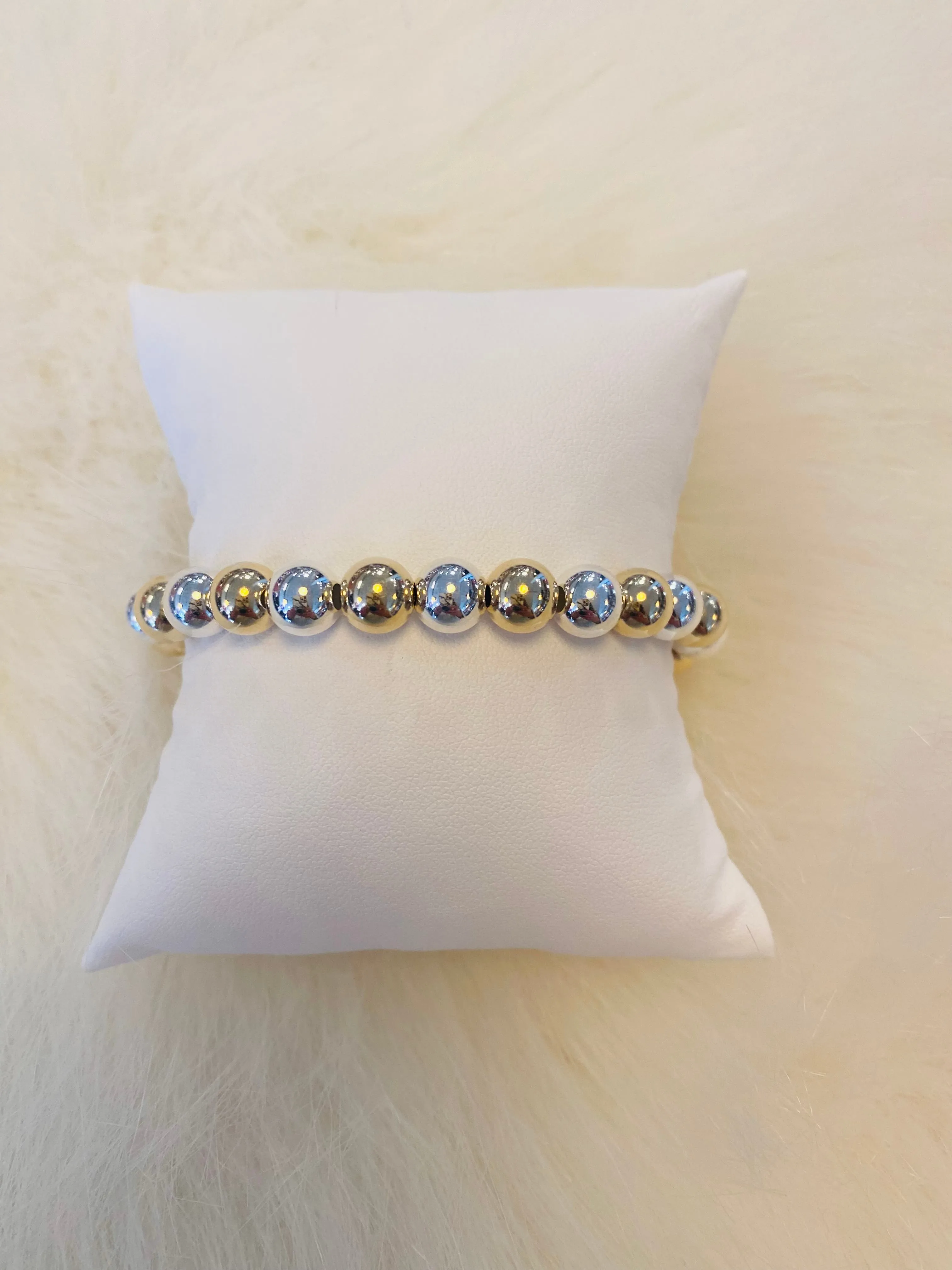 Classic Ball Bead Bracelet | 7mm | 2 Tone